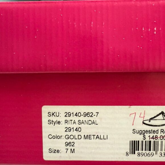 New Lilly Pulitzer Metallic Gold Rita Thong Sandals Size 7 - Picture 3 of 3